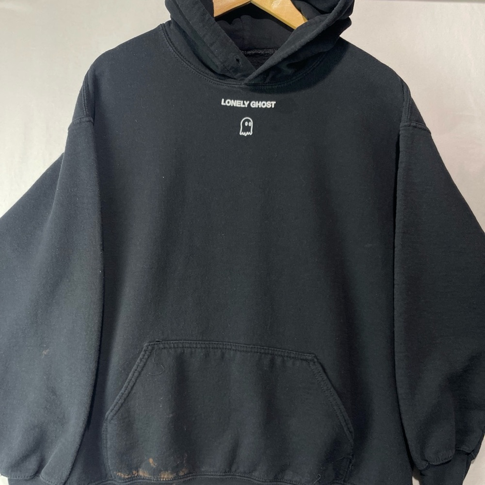 Lonely Ghost Text Me When You Get Home Graphic Hoodie Sweater Size Large Worn
